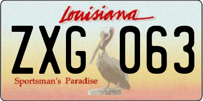 LA license plate ZXG063