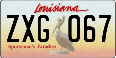 LA license plate ZXG067