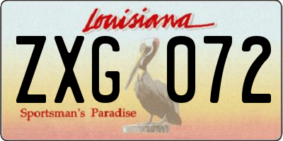 LA license plate ZXG072