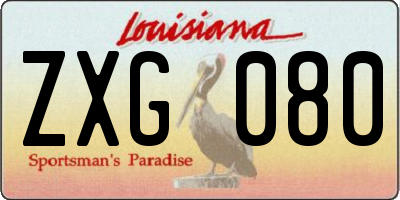 LA license plate ZXG080