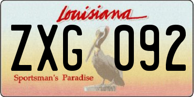 LA license plate ZXG092