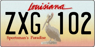 LA license plate ZXG102