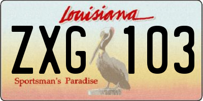 LA license plate ZXG103