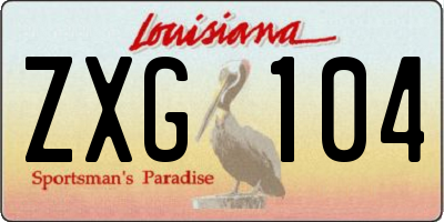 LA license plate ZXG104