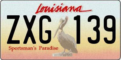 LA license plate ZXG139