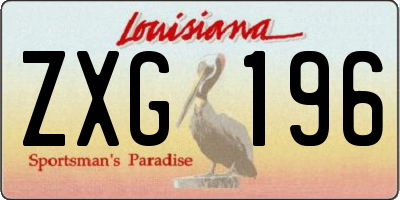 LA license plate ZXG196