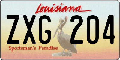 LA license plate ZXG204