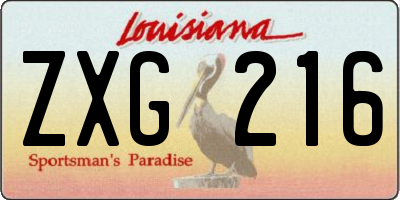 LA license plate ZXG216
