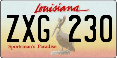 LA license plate ZXG230