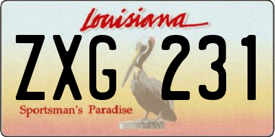 LA license plate ZXG231