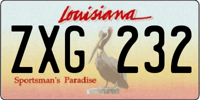 LA license plate ZXG232
