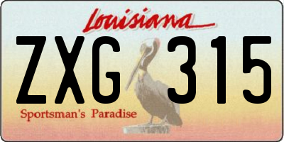 LA license plate ZXG315