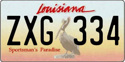 LA license plate ZXG334