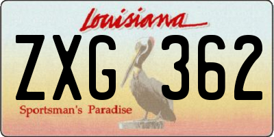 LA license plate ZXG362