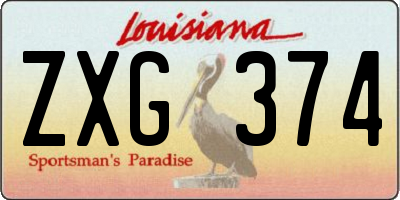 LA license plate ZXG374