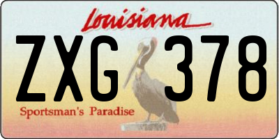 LA license plate ZXG378