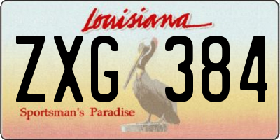 LA license plate ZXG384