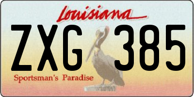 LA license plate ZXG385