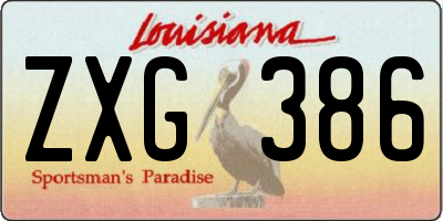 LA license plate ZXG386