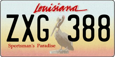 LA license plate ZXG388