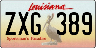 LA license plate ZXG389