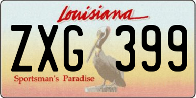 LA license plate ZXG399