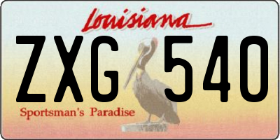 LA license plate ZXG540