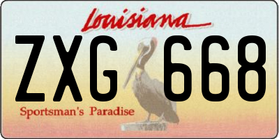 LA license plate ZXG668