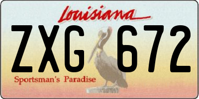 LA license plate ZXG672