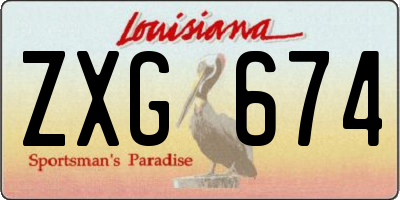LA license plate ZXG674