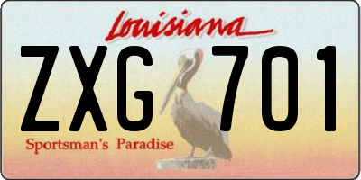 LA license plate ZXG701