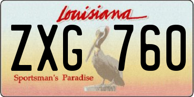 LA license plate ZXG760