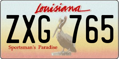 LA license plate ZXG765