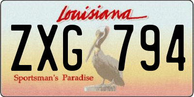 LA license plate ZXG794