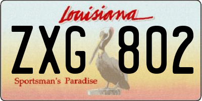 LA license plate ZXG802