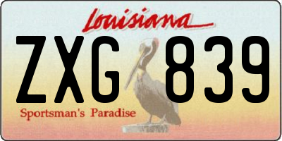 LA license plate ZXG839