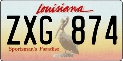 LA license plate ZXG874