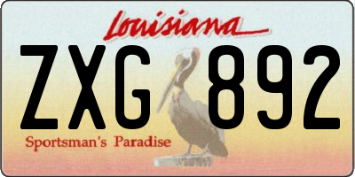 LA license plate ZXG892