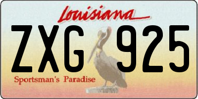 LA license plate ZXG925