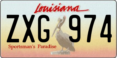 LA license plate ZXG974