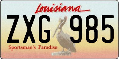 LA license plate ZXG985