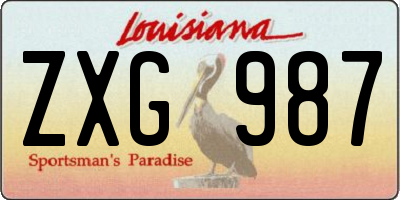 LA license plate ZXG987