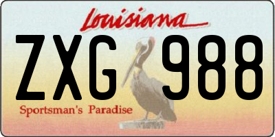 LA license plate ZXG988