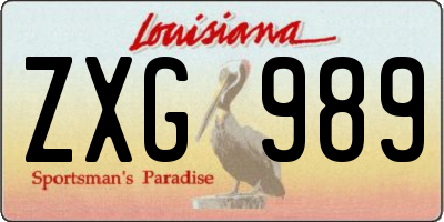 LA license plate ZXG989