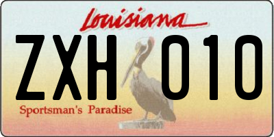 LA license plate ZXH010