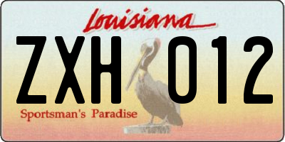 LA license plate ZXH012