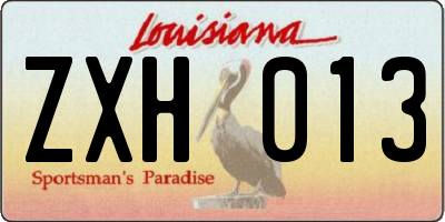 LA license plate ZXH013