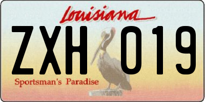 LA license plate ZXH019