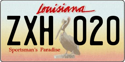 LA license plate ZXH020