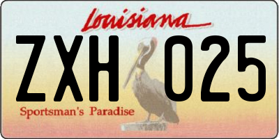 LA license plate ZXH025